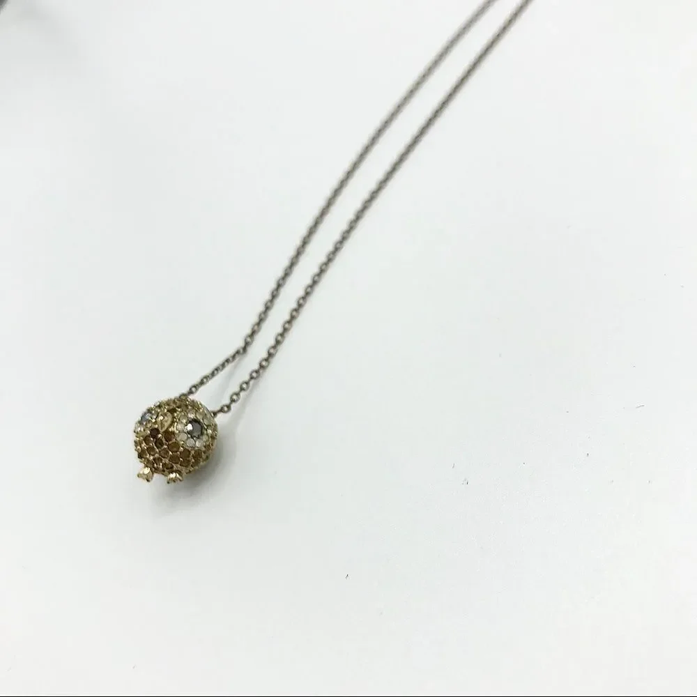 Fossil Necklace Rhinestone Mini Owl Slide Charm Brass